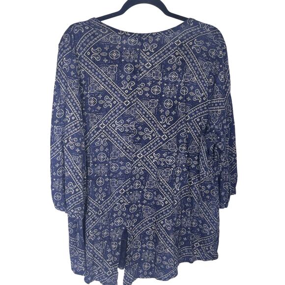 Lucky Brand Long Sleeve Tunic Top Women’s 2X Bohemian Bandana Print - Picture 5 of 8